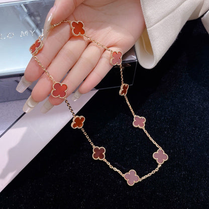 [Royal Jewelry]CLOVERS THE  10-MOTIFS CARNELIAN NECKLACE
