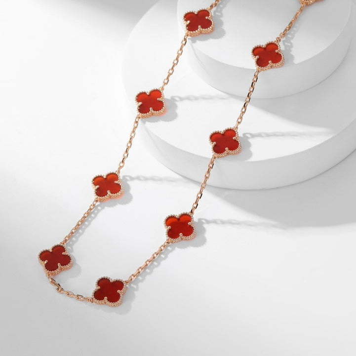 [Royal Jewelry]CLOVERS THE  10-MOTIFS CARNELIAN NECKLACE