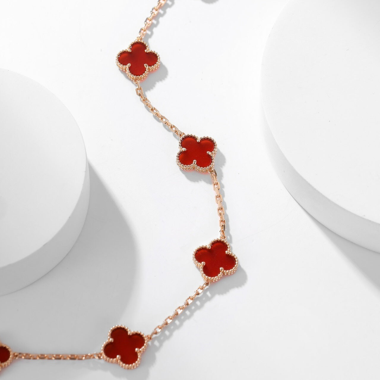 [Royal Jewelry]CLOVERS THE  10-MOTIFS CARNELIAN NECKLACE