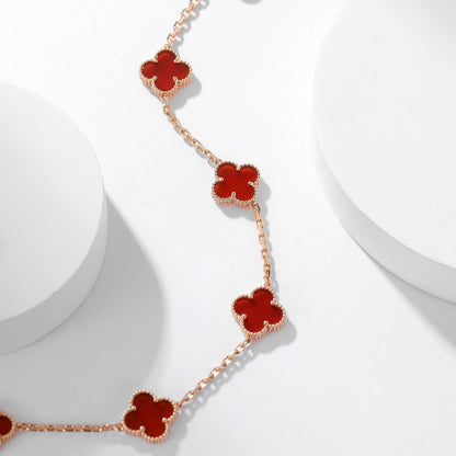 [Royal Jewelry]CLOVERS THE  10-MOTIFS CARNELIAN NECKLACE