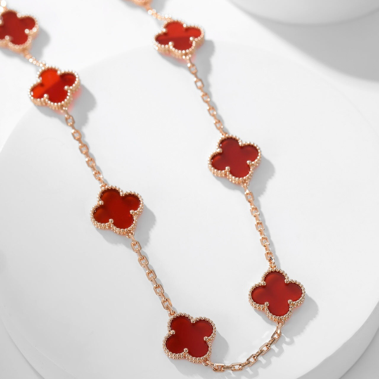 [Royal Jewelry]CLOVERS THE  10-MOTIFS CARNELIAN NECKLACE