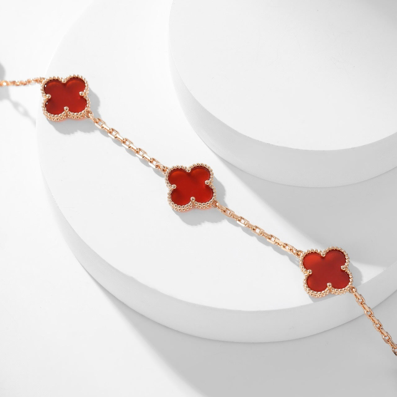[Royal Jewelry]CLOVERS THE  10-MOTIFS CARNELIAN NECKLACE