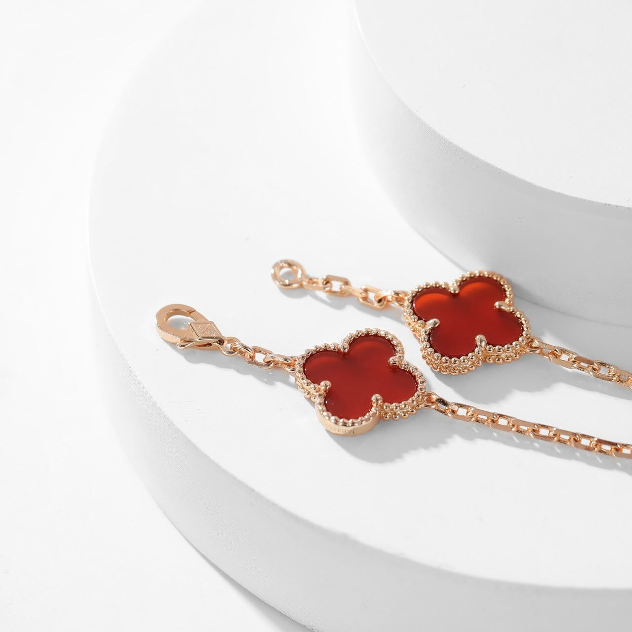 [Royal Jewelry]CLOVERS THE  10-MOTIFS CARNELIAN NECKLACE