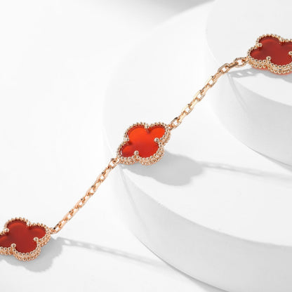 [Royal Jewelry]CLOVERS THE  10-MOTIFS CARNELIAN NECKLACE