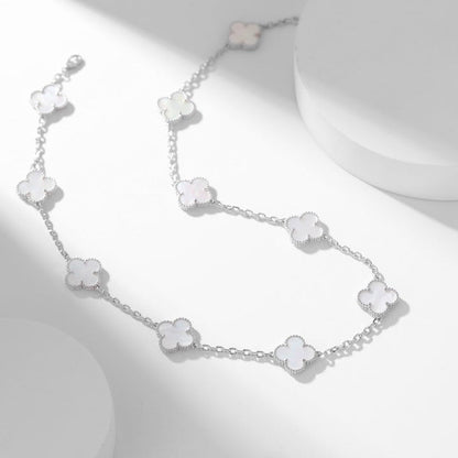 [Royal Jewelry]CLOVERS THE 10-MOTIFS WHITE MOTHER OF PEARL NECKLACE