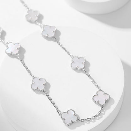 [Royal Jewelry]CLOVERS THE 10-MOTIFS WHITE MOTHER OF PEARL NECKLACE