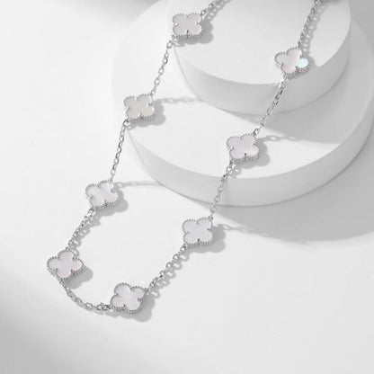 [Royal Jewelry]CLOVERS THE 10-MOTIFS WHITE MOTHER OF PEARL NECKLACE