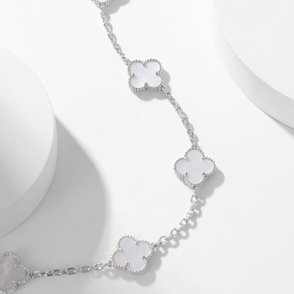 [Royal Jewelry]CLOVERS THE 10-MOTIFS WHITE MOTHER OF PEARL NECKLACE