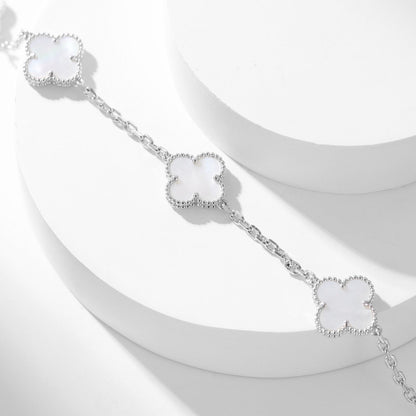[Royal Jewelry]CLOVERS THE 10-MOTIFS WHITE MOTHER OF PEARL NECKLACE