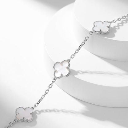 [Royal Jewelry]CLOVERS THE 10-MOTIFS WHITE MOTHER OF PEARL NECKLACE