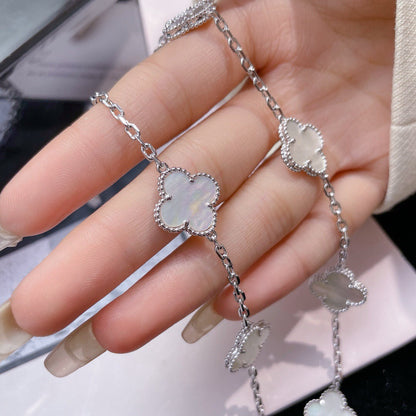 [Royal Jewelry]CLOVERS THE 10-MOTIFS WHITE MOTHER OF PEARL NECKLACE