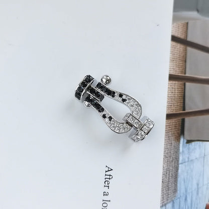 [Royal Jewelry]FORCE LARGE HORSESHOE BLACK WHITE DIAMOND BRACELET SILVER