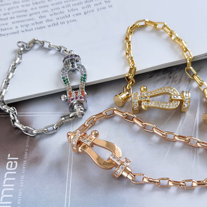 [Royal Jewelry]FORCE LARGE HORSESHOE CLASP  METAL BRACELET