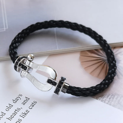 [Royal Jewelry]FORCE LARGE HORSESHOE BLACK DIAMOND BRACELET SILVER