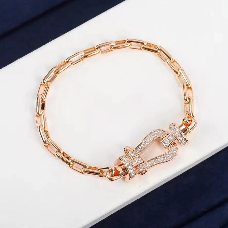 [Royal Jewelry]FORCE LARGE HORSESHOE CLASP  METAL BRACELET
