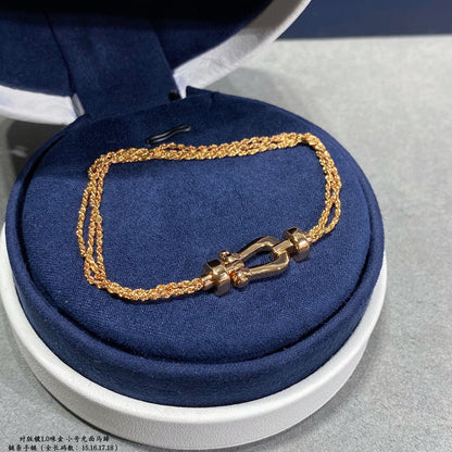 [Royal Jewelry]FORCE SMALL HORSESHOE  DIAMOND CHAIN ROPE BRACELET