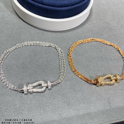 [Royal Jewelry]FORCE SMALL HORSESHOE  DIAMOND CHAIN ROPE BRACELET