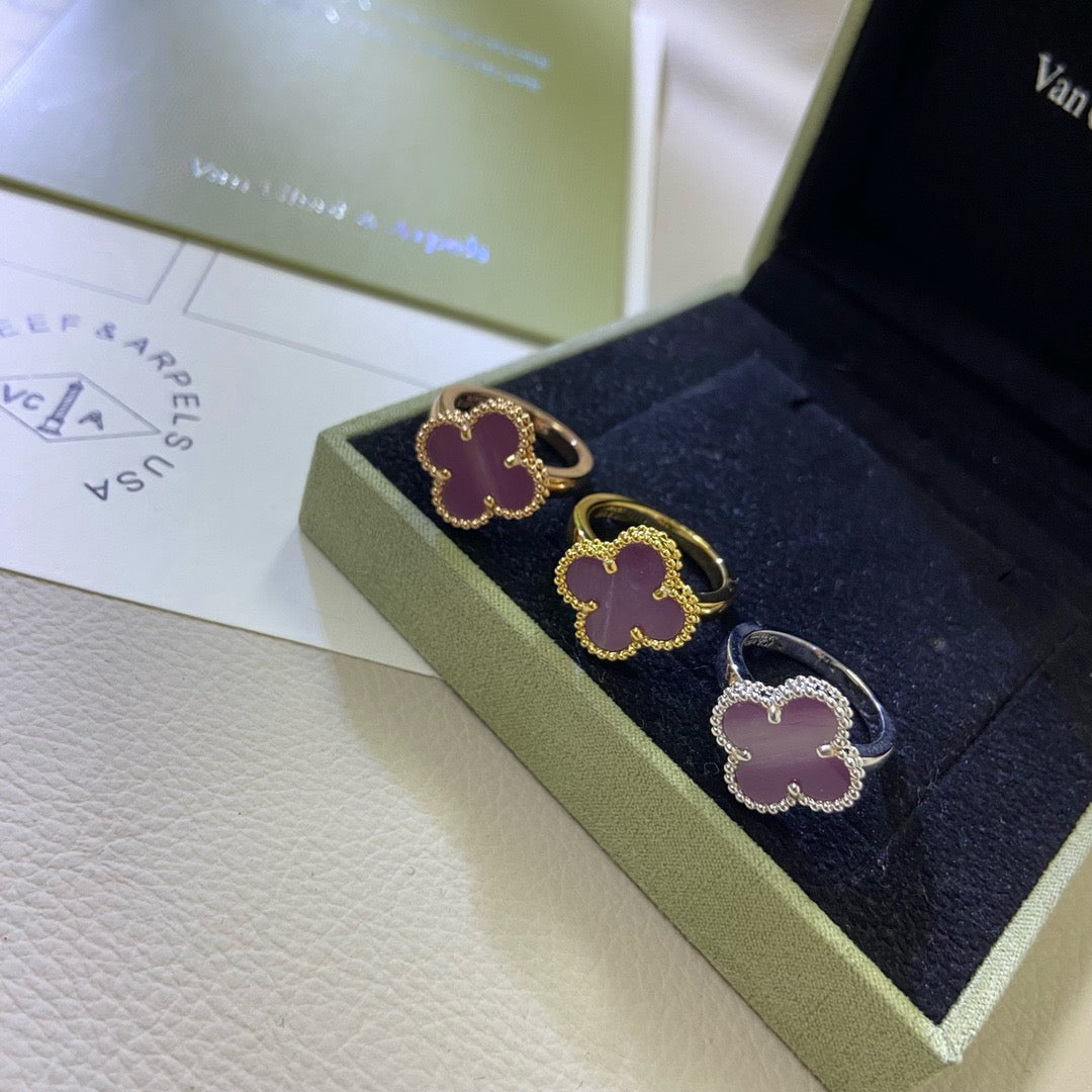 [Royal Jewelry]CLOVER  PURPLE VIOLET RING