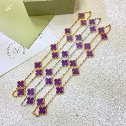 [Royal Jewelry]COLLIER TRÈFLE 10 MOTIFS VIOLET