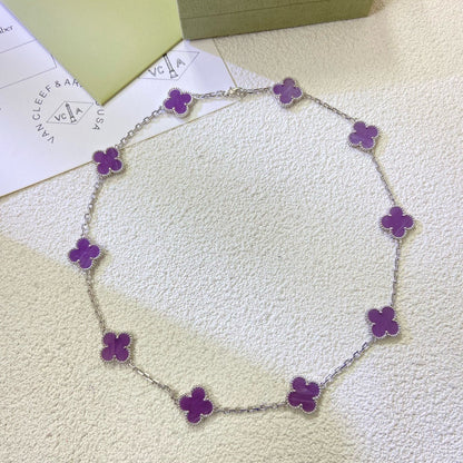 [Royal Jewelry]COLLIER TRÈFLE 10 MOTIFS VIOLET