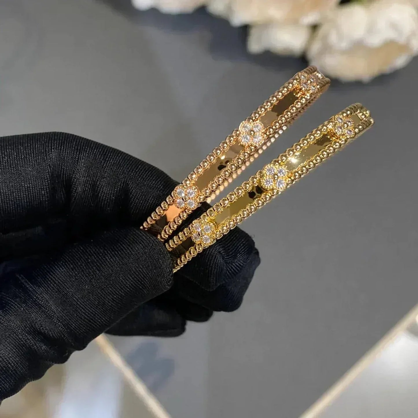 [Royal Jewelry]CLOVER BRACELET 4MM DIAMONDS
