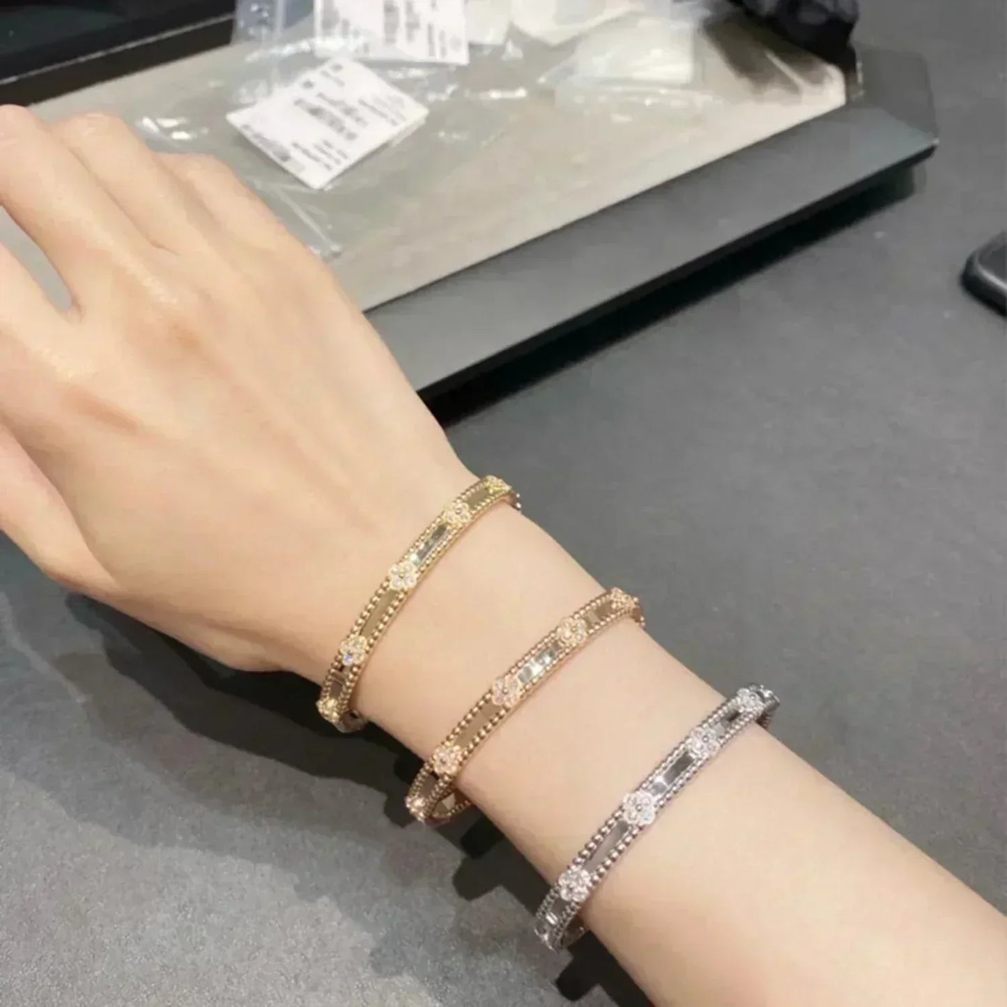 [Royal Jewelry]CLOVER BRACELET 4MM DIAMONDS
