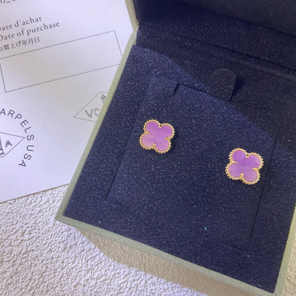 [Royal Jewelry]CLOVER MINI 9.5MM  PURPLE VIOLET EARRINGS