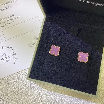 [Royal Jewelry]CLOVER MINI 9.5MM  PURPLE VIOLET EARRINGS
