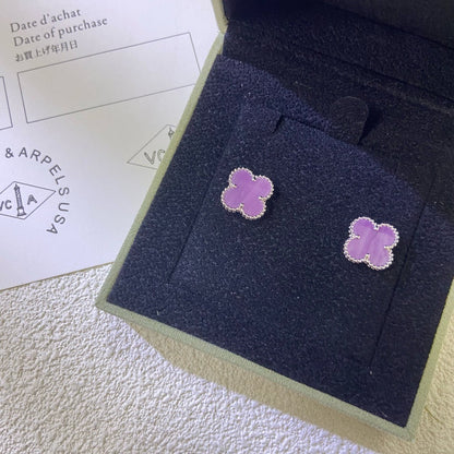 [Royal Jewelry]CLOVER MINI 9.5MM  PURPLE VIOLET EARRINGS