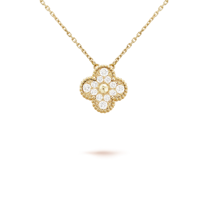 [Royal Jewelry]CLOVER 15MM DIAMOND SINGLE FLOWER NECKLACE