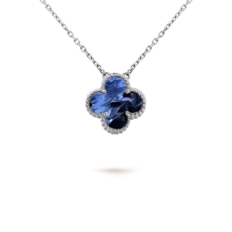 [Royal Jewelry]CLOVER 15MM PIETERSITE NECKLACE SILVER