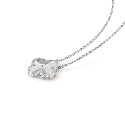 [Royal Jewelry]CLOVER 15MM LASER NECKLACE SILVER