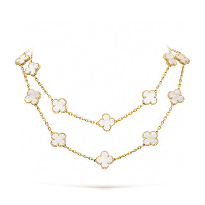 [Royal Jewelry]CLOVER 20 MOTIFS WHITE MOP NECKLACE