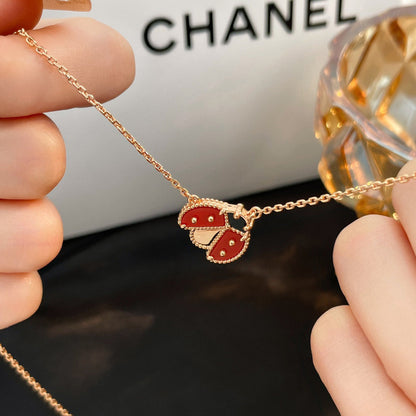 [Royal Jewelry]LUCKY  CARNELIANS LADYBUG NECKLACE