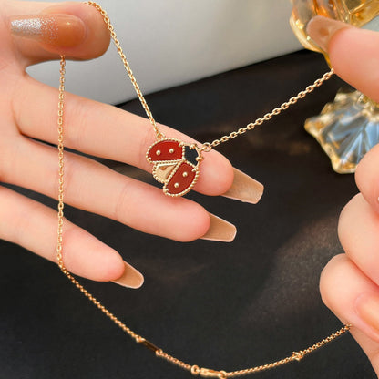 [Royal Jewelry]LUCKY  CARNELIANS LADYBUG NECKLACE