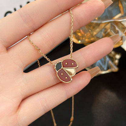 [Royal Jewelry]LUCKY  CARNELIANS LADYBUG NECKLACE