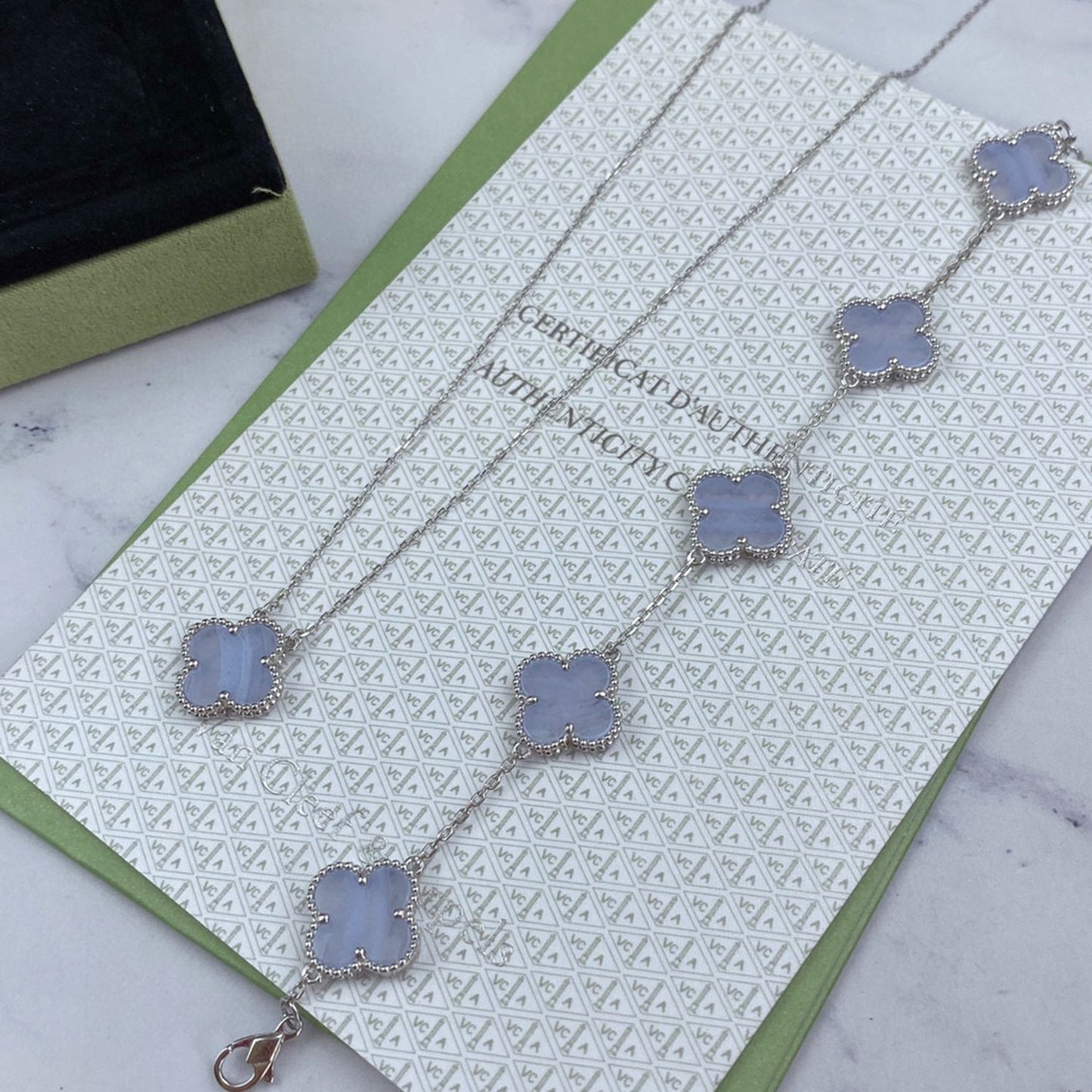 [Royal Jewelry]CLOVER  5 MOTIF PURPLE CHALCEDONY BRACELET SILVER