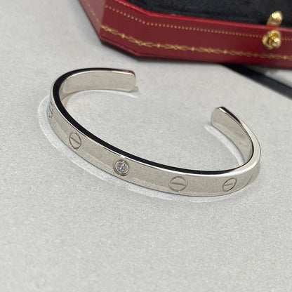 [Royal Jewelry]LOVE BRACELET 6.1MM 1 DIAMOND OPEN CUFF
