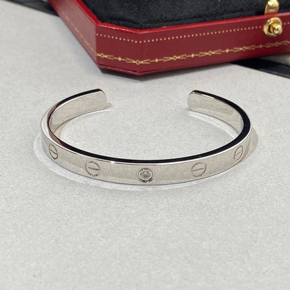 [Royal Jewelry]LOVE BRACELET 6.1MM 1 DIAMOND OPEN CUFF