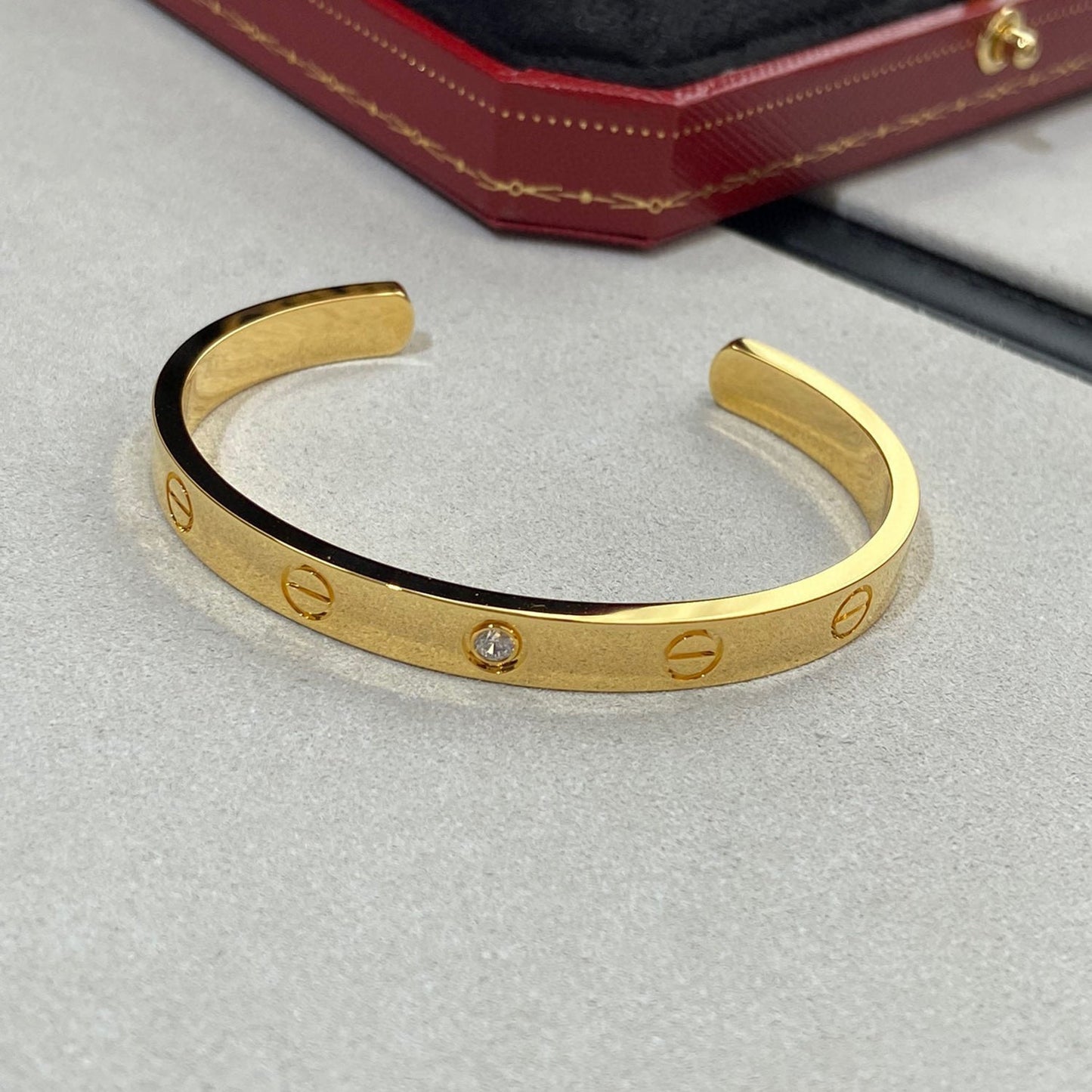 [Royal Jewelry]LOVE BRACELET 6.1MM 1 DIAMOND OPEN CUFF