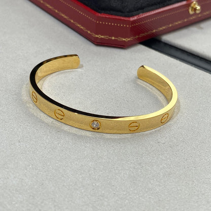 [Royal Jewelry]LOVE BRACELET 6.1MM 1 DIAMOND OPEN CUFF
