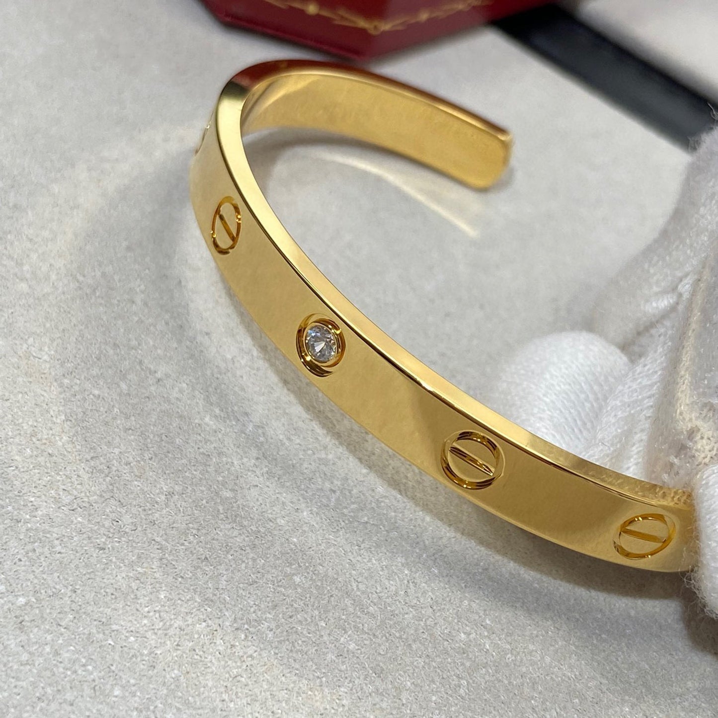 [Royal Jewelry]LOVE BRACELET 6.1MM 1 DIAMOND OPEN CUFF