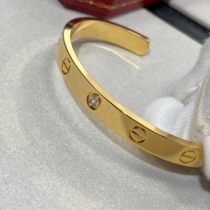 [Royal Jewelry]LOVE BRACELET 6.1MM 1 DIAMOND OPEN CUFF