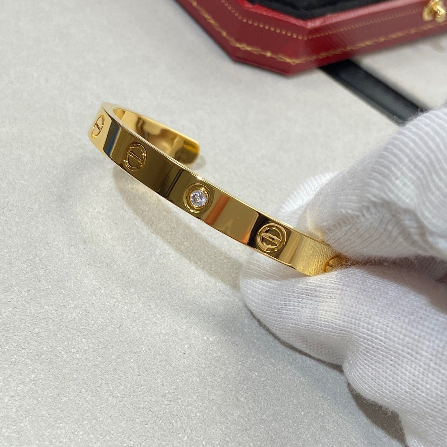 [Royal Jewelry]LOVE BRACELET 6.1MM 1 DIAMOND OPEN CUFF