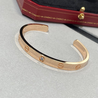 [Royal Jewelry]LOVE BRACELET 6.1MM 1 DIAMOND OPEN CUFF
