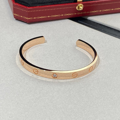 [Royal Jewelry]LOVE BRACELET 6.1MM 1 DIAMOND OPEN CUFF