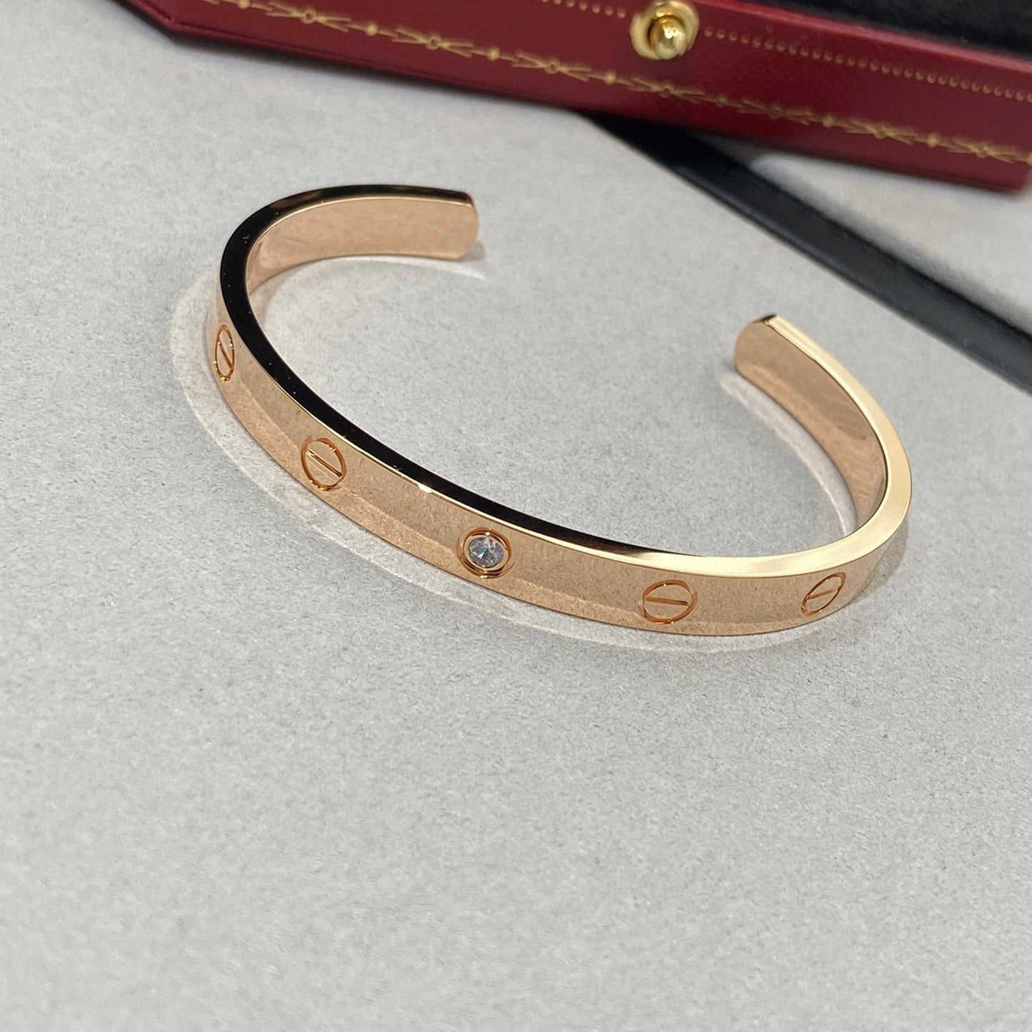 [Royal Jewelry]LOVE BRACELET 6.1MM 1 DIAMOND OPEN CUFF