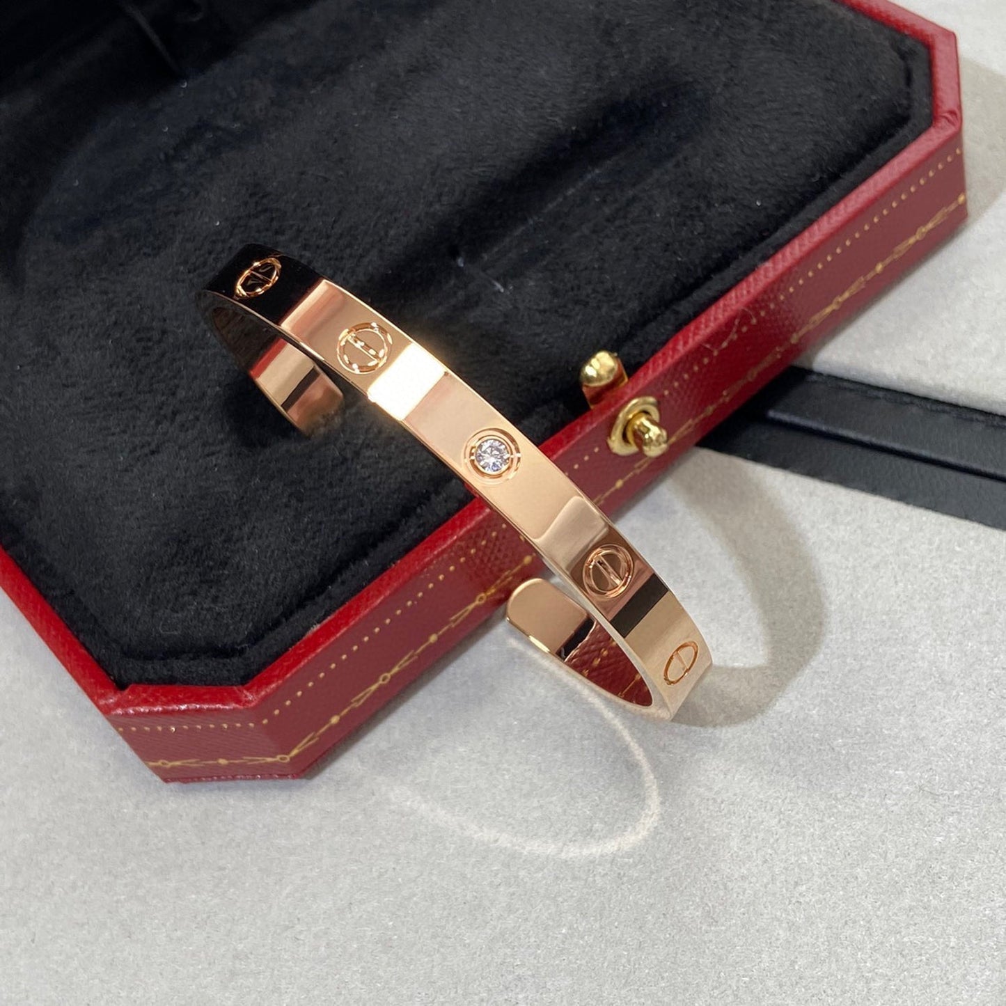 [Royal Jewelry]LOVE BRACELET 6.1MM 1 DIAMOND OPEN CUFF