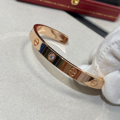 [Royal Jewelry]LOVE BRACELET 6.1MM 1 DIAMOND OPEN CUFF