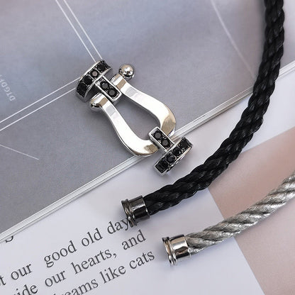[Royal Jewelry]FORCE LARGE HORSESHOE BLACK DIAMOND BRACELET SILVER